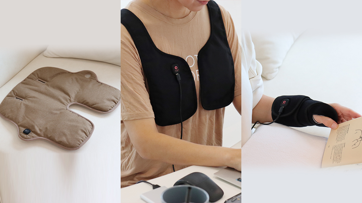 面状発熱技術で広く暖かく[冬の必需品・温熱3点セット]