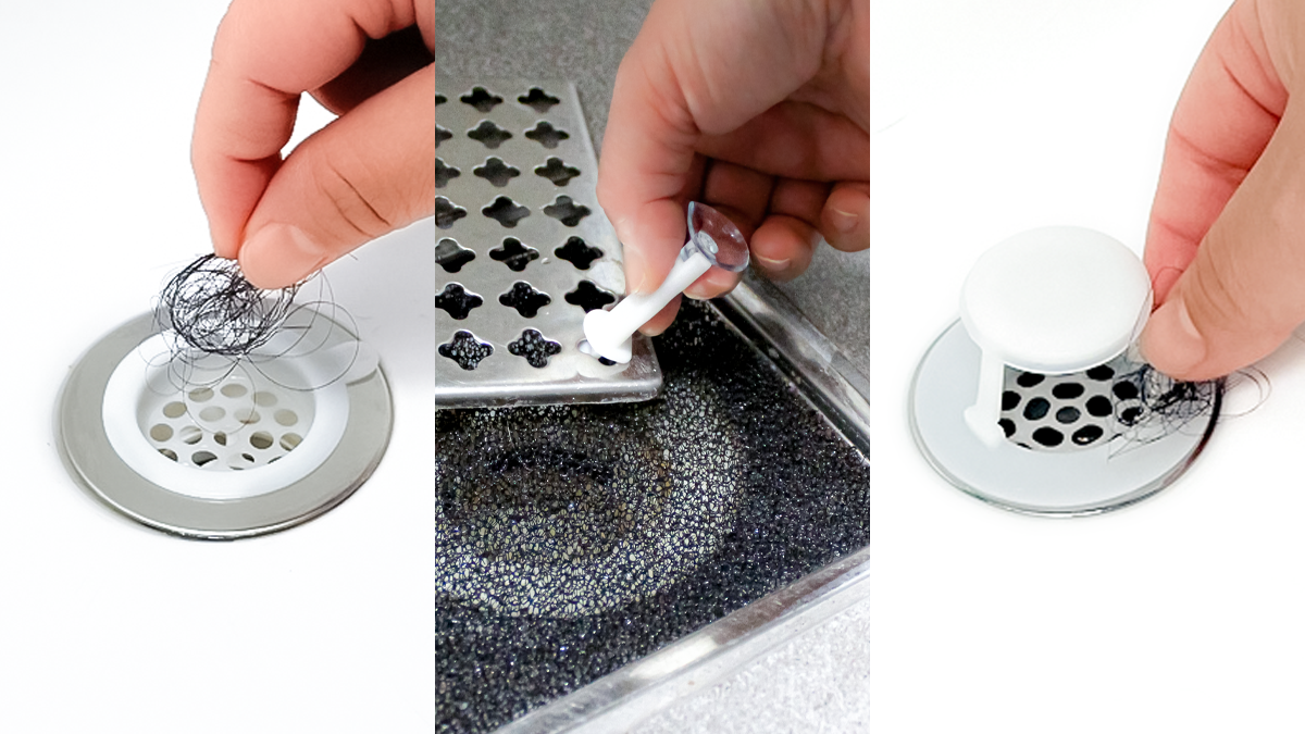 [Cumulative 2318%] Effortless Fast Bathroom Cleaning! Magic Cap Hair Catcher Set of 3