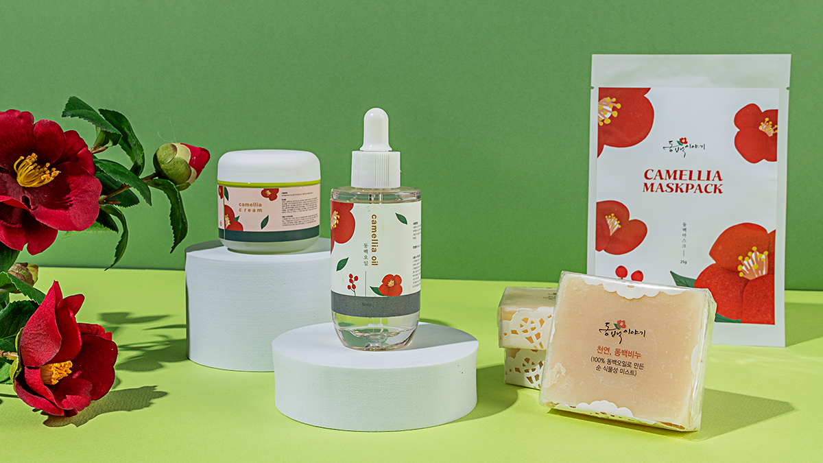 用巨济海金刚村天然山茶籽制成的护肤品