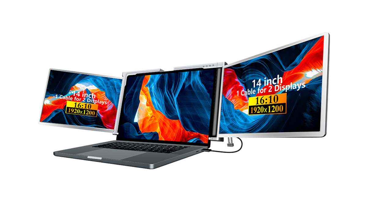 노트북 포터블 3 스크린 듀얼 휴대용 모니터 - USB C 단독 연결