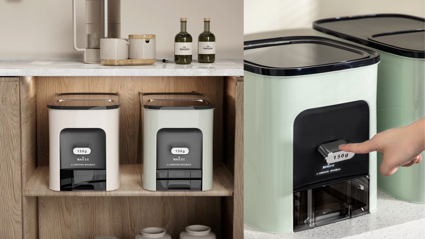 现代实用的米饭储存方案！一键智能米桶