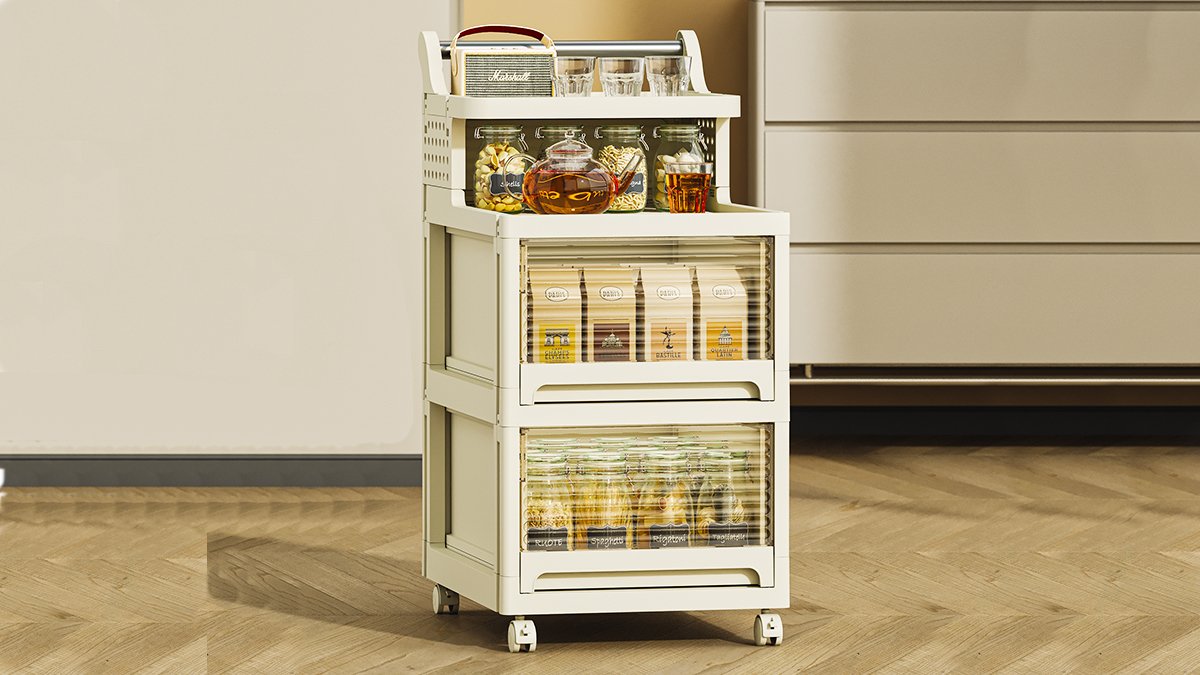 厨房浴室卧室皆宜的折叠收纳柜！智能推车箱！