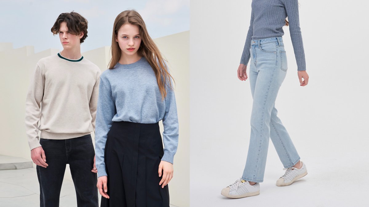 羊绒混纺针织衫与牛仔裤套装，9万韩元起尽享时尚。