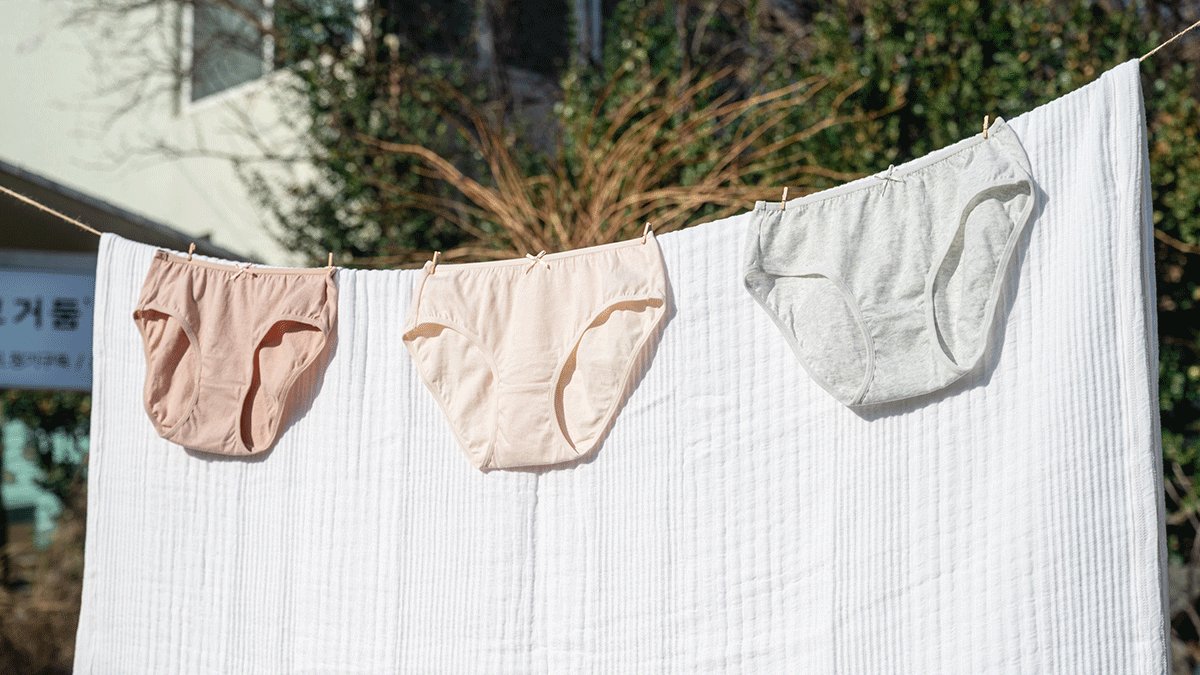 快適な着用感とアレルギー対策のエコ素材、100%純綿パンティ