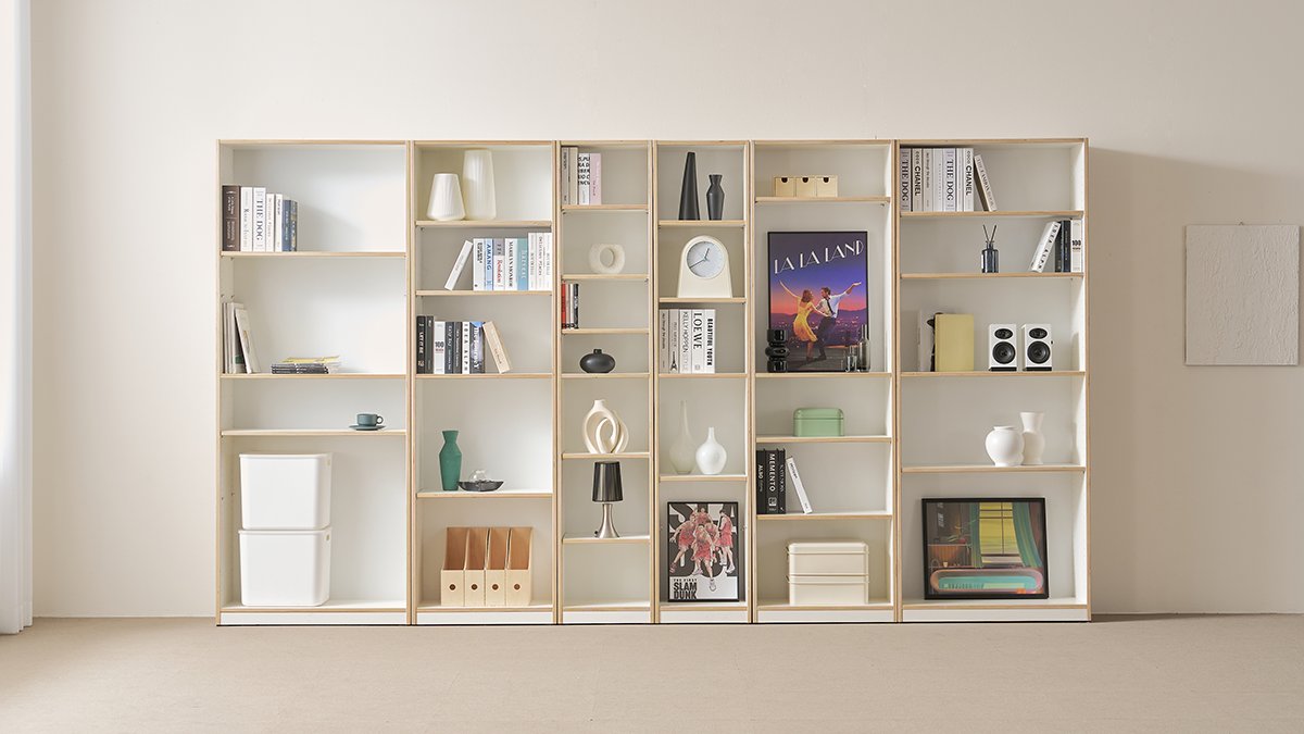 [专属定制书架]可自由调节层板的桦木书架，收纳随心所欲