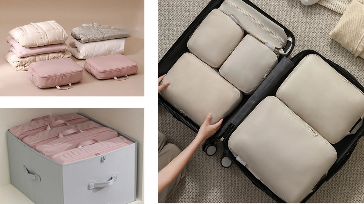 [大容量で空間最適化] 旅行にパディング3枚も入る!?