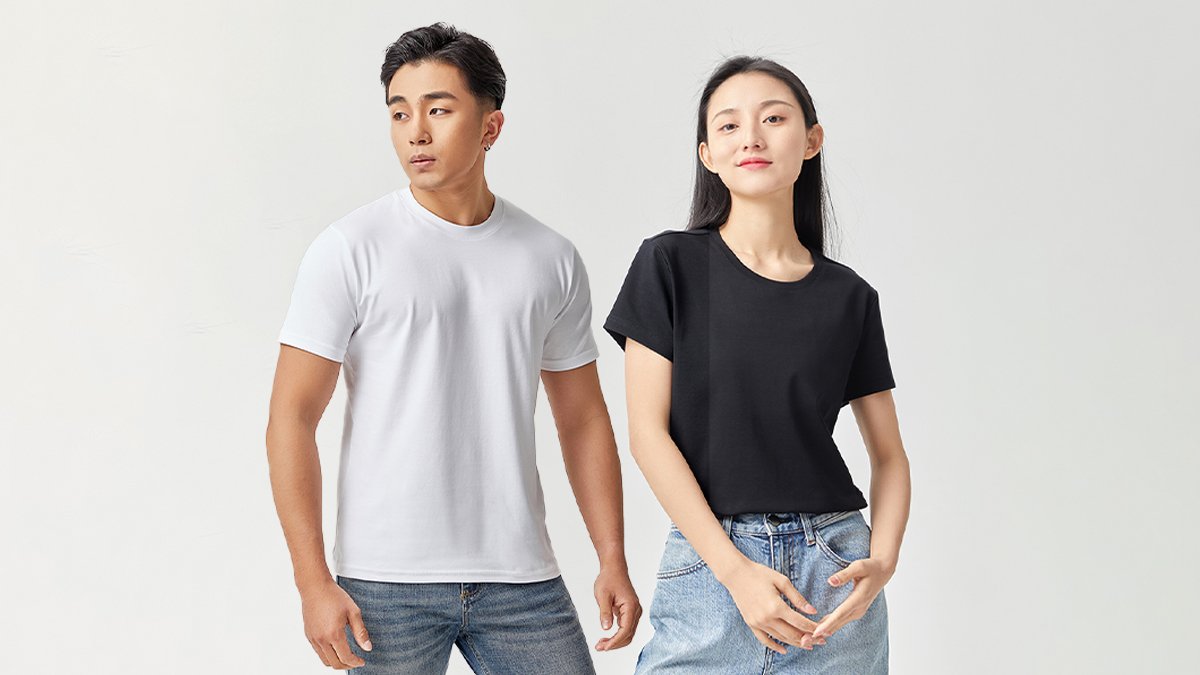 【4.8점 앵콜】가벼운 얼룩방지 무지티, 매끈매끈한 티셔츠, 남녀 커플티