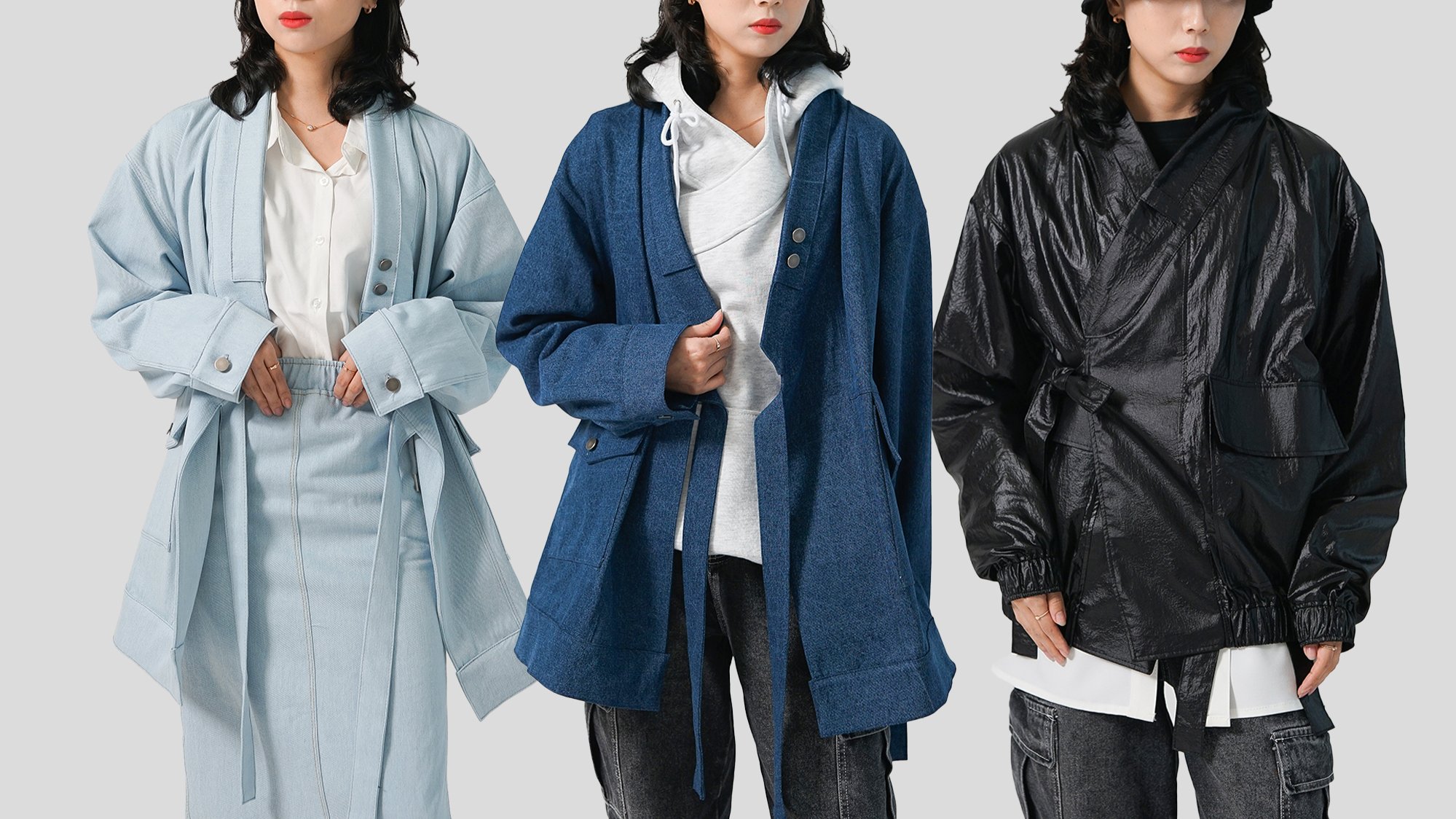 长褶襦裙名店，牛仔&裂纹宽松版韩服襦裙【男女通用】