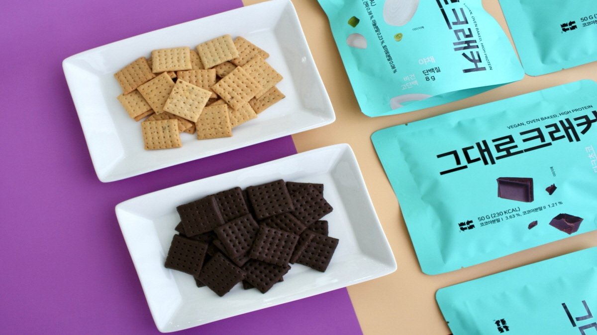 [그대로크래커] 100% 식물성 고단백 비건 크래커(야채맛,다크초코맛)
