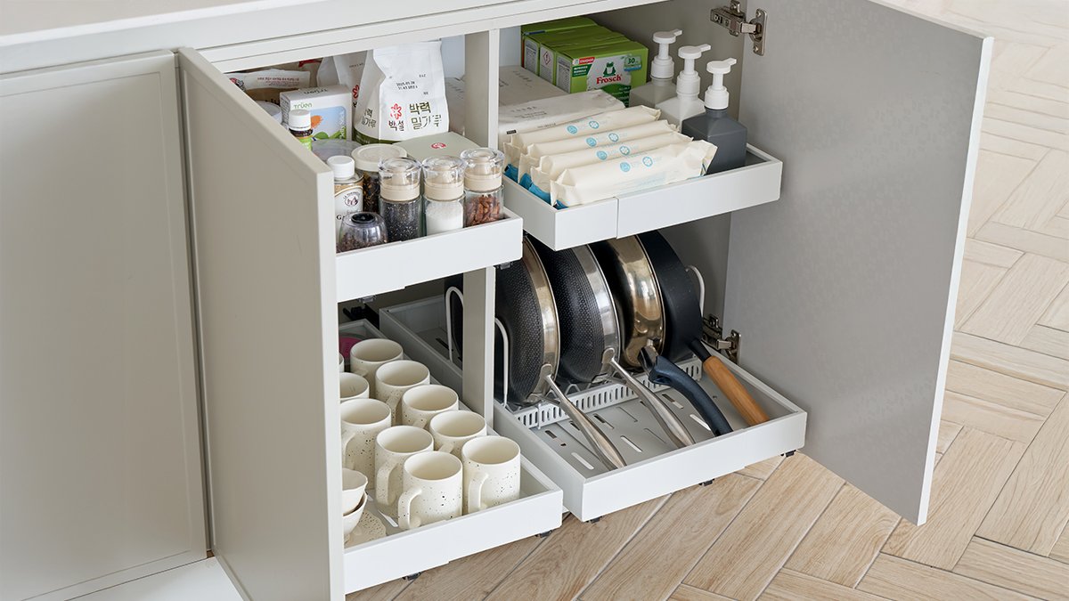 [价格破坏，3万韩元档！] 1秒无钻孔双面扩展置物架 | CodeLiving