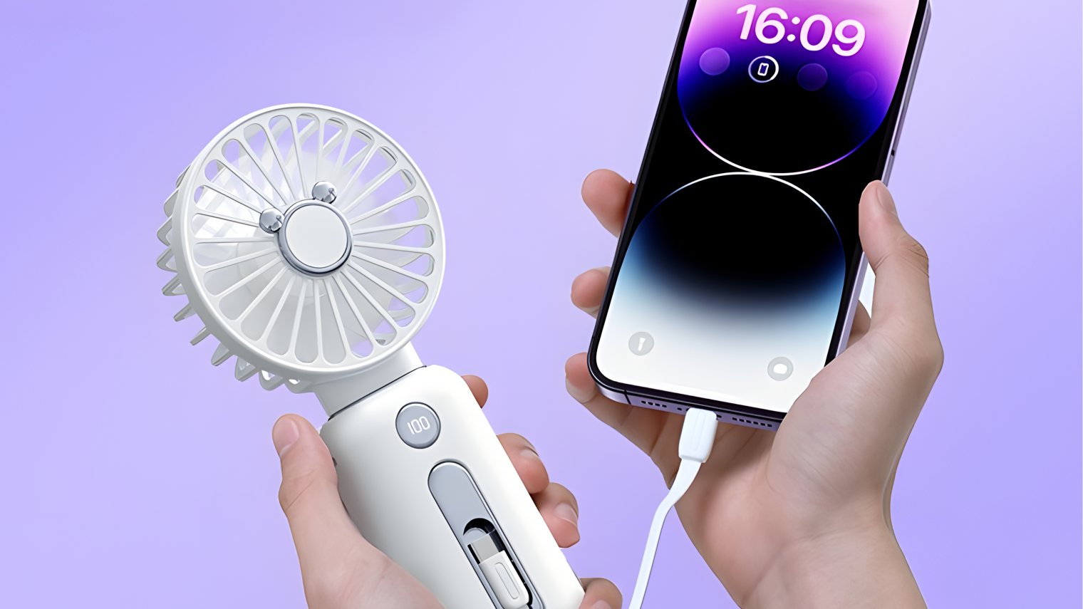 扇風機とモバイルバッテリーが一体に、わずか198gの超軽量コンパクト