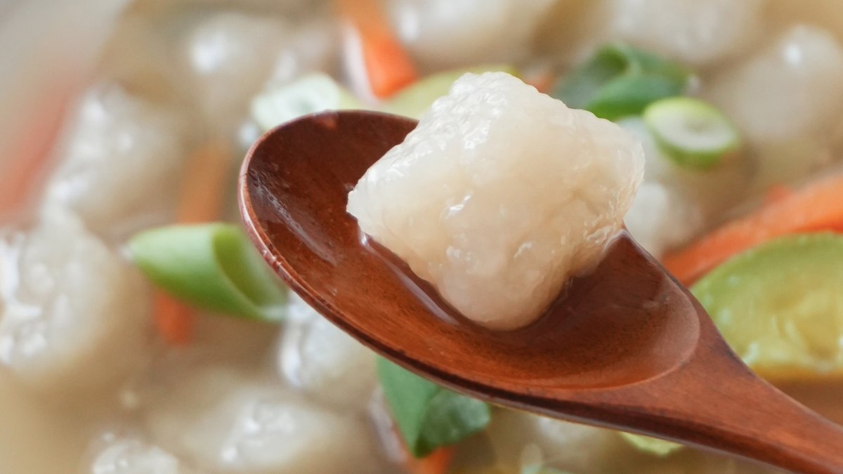 自然厨独家专利工艺！保留弹牙口感与丰富纤维质地的土豆糯米团