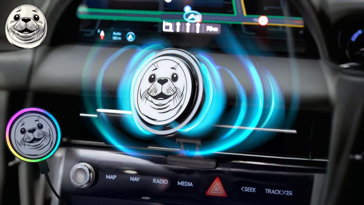 [可爱半海豹造型] Qi2 15W 磁吸车载冷却充电器