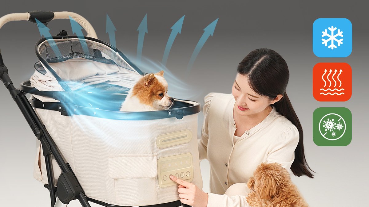 [Ends Today] Pet Stroller with Cooling Fan & Heated Mat Four-Season Pet Car