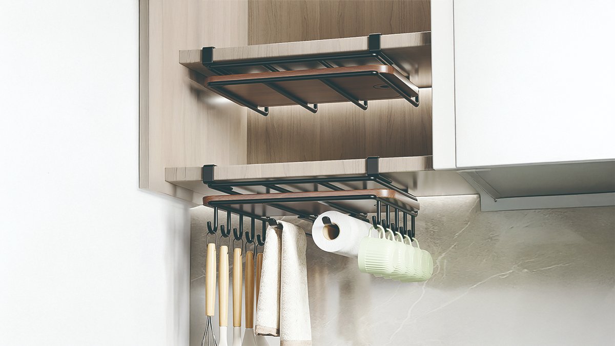 无需打孔，全面悬挂！厨房必备多功能下挂架（基础款，全能款）