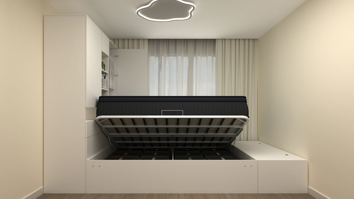 収納の悩みはもう終わり！すっと～上げ下げできるリフトアップ収納ベッド登場！