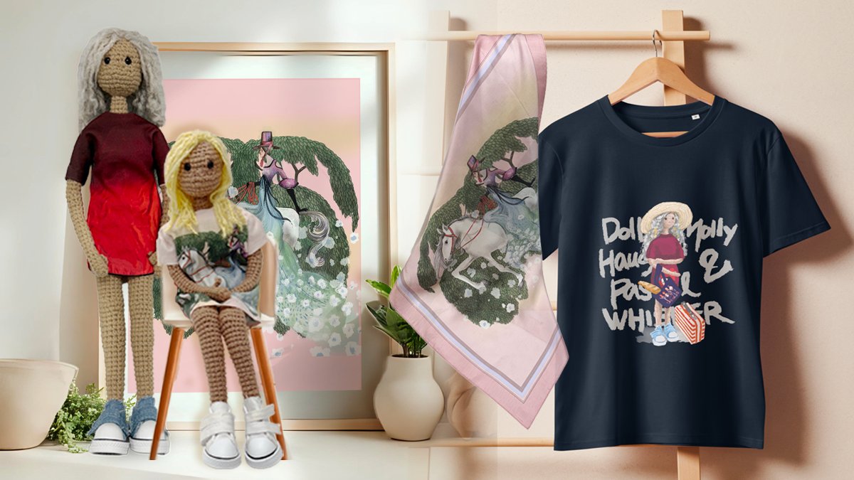 [时尚&时尚配饰] 丝巾/T恤/环保袋，搭配针织玩偶作品