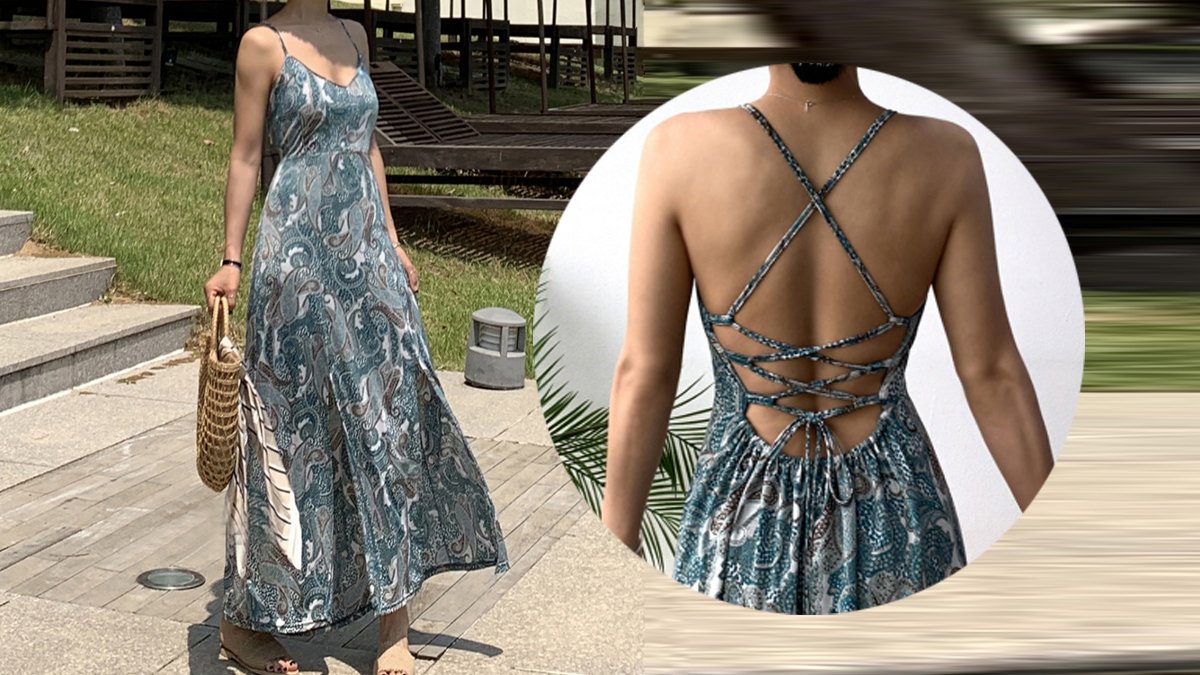 [佩斯利印花连衣裙] 度假风造型，以佩斯利印花面料品质取胜。