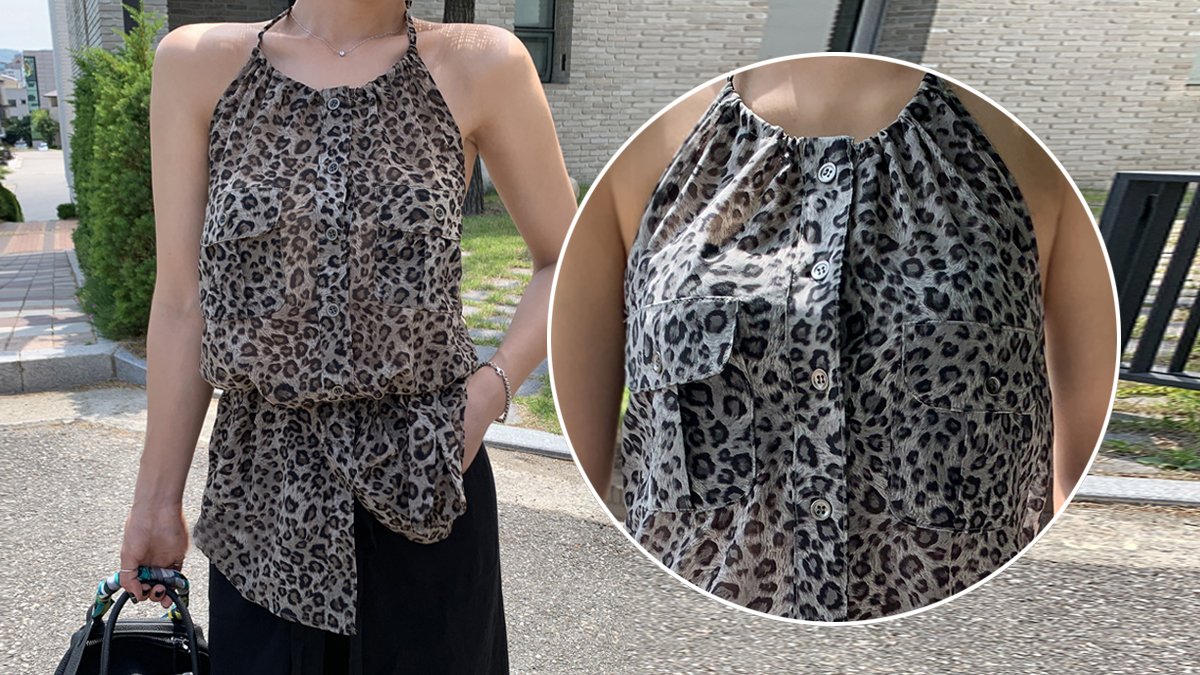 [第三次加演] 从度假胜地到日常生活，雪纺透视的优雅露背设计，搭配豹纹腰带的吊带背心