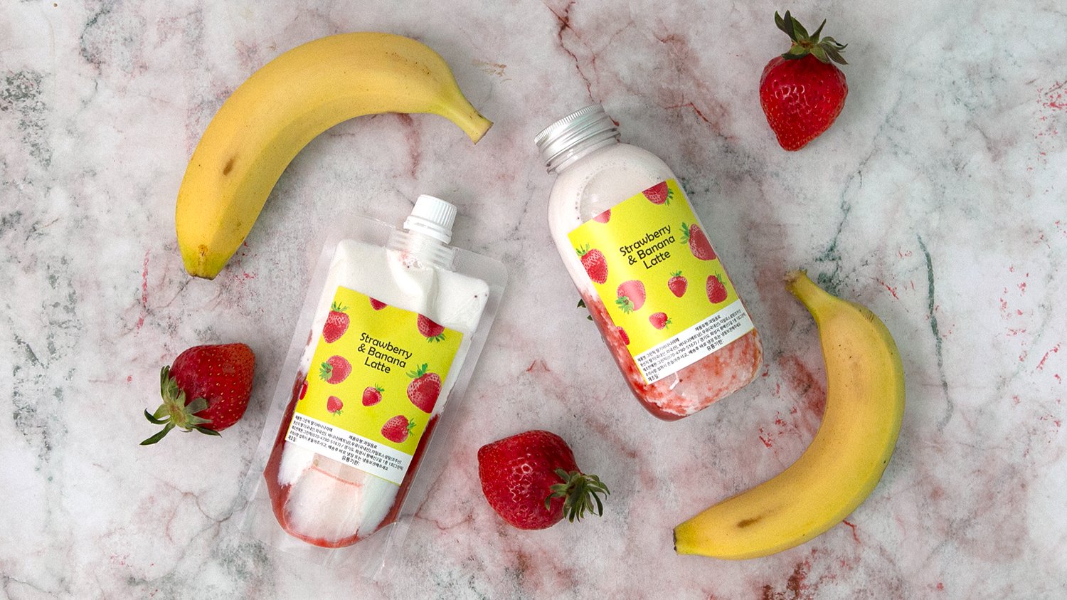 草莓与香蕉的甜蜜，遇见柔滑牛奶的草莓香蕉奶昔！