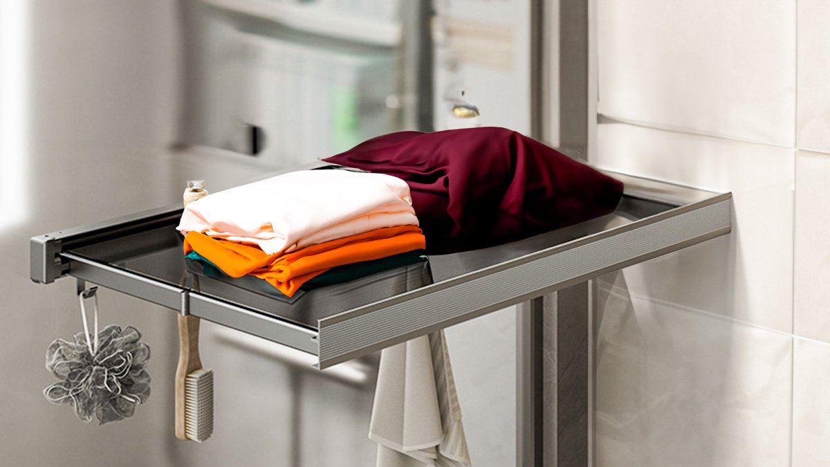 [1秒空间扩展]开辟全新收纳空间！无钻孔折叠式层架！