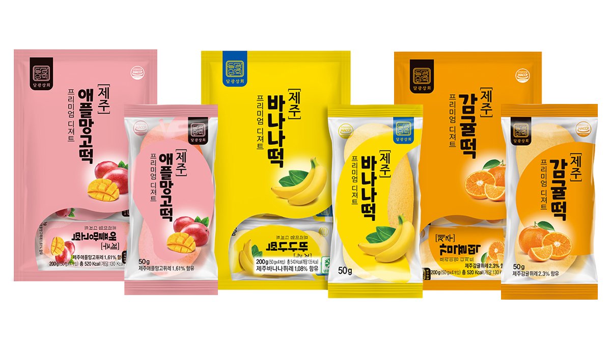 달광상회 제주 과일 바나나 감귤 애플망고 떡 각 1팩  총 3팩 세트