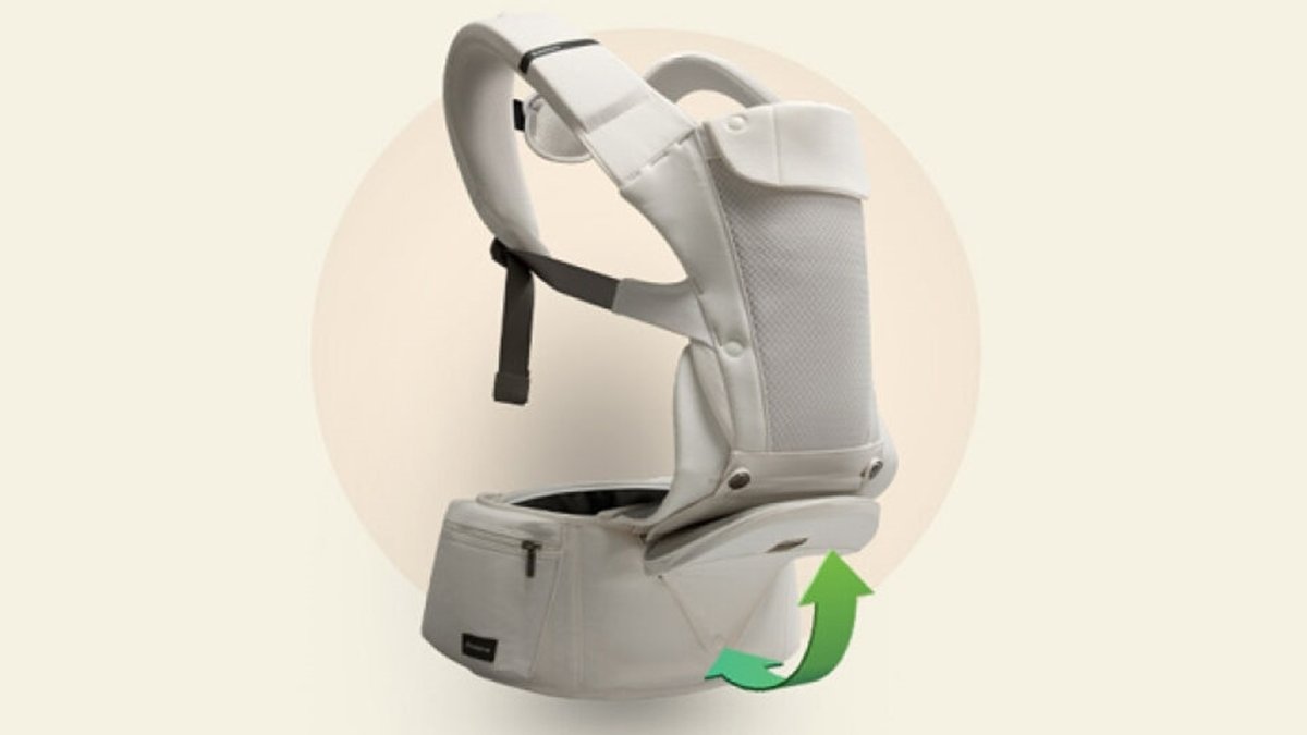 Tick-tock in a second! The all-in-one baby carrier that switches effortlessly between hip seat and sling