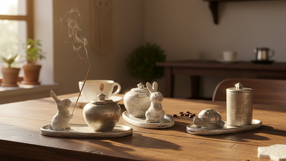 공간에 전하는 향과 기운, 소금 복단지&토끼, 거북 인센스 트레이