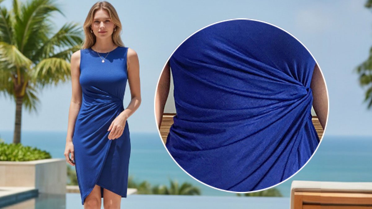 [第三次加推] 优雅皱褶细节不对称扭结连衣裙，度假与都市皆宜