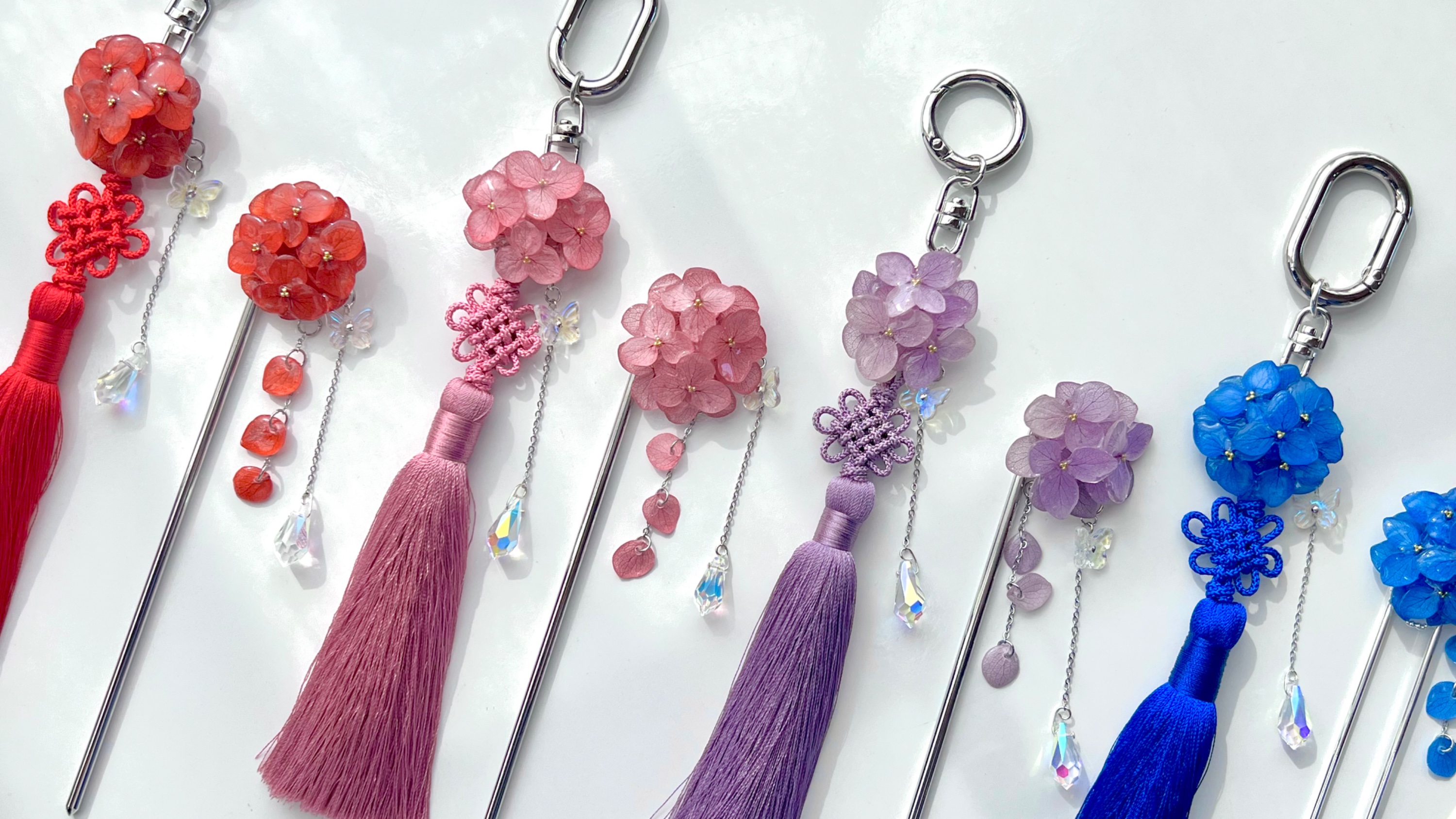 [Wadiz限量色] 真花手工绣球发簪 & 绣球挂饰钥匙扣