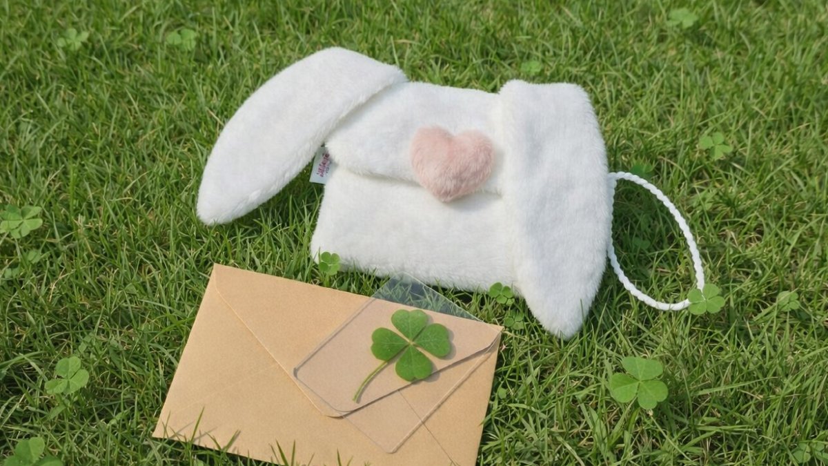 [Wadiz Exclusive] Lucky Spring Bunny Handmade Card Wallet & Clover Charm Set