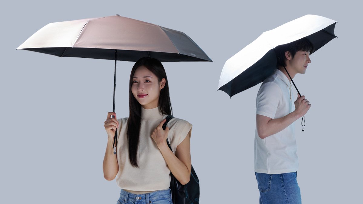 光も熱もシャットアウト。開くだけで涼しくなる遮熱パラソル