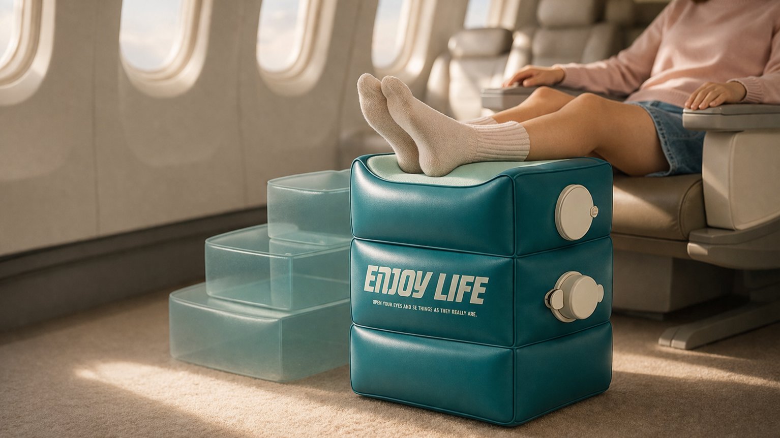 三段可调高度便携气垫脚垫｜飞行、火车出行必备轻便舒适神器