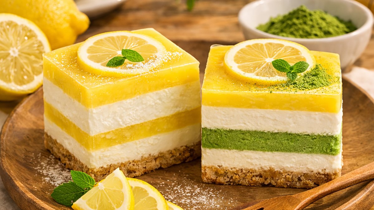 Refreshing Zest Meets Bitter-Sweet Harmony - Lemon & Matcha Rare Cheesecake