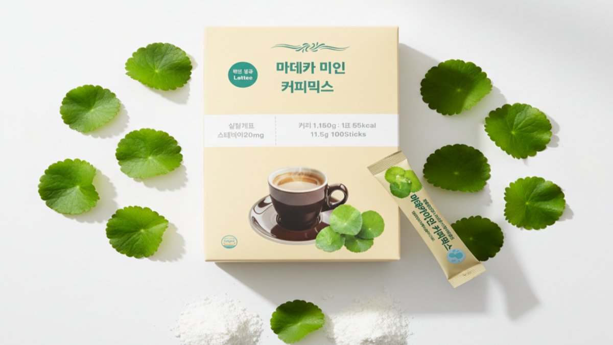 병풀잎 분말과 유산균이 들어있는 커피믹스 한잔!  맑은 피부 완성!