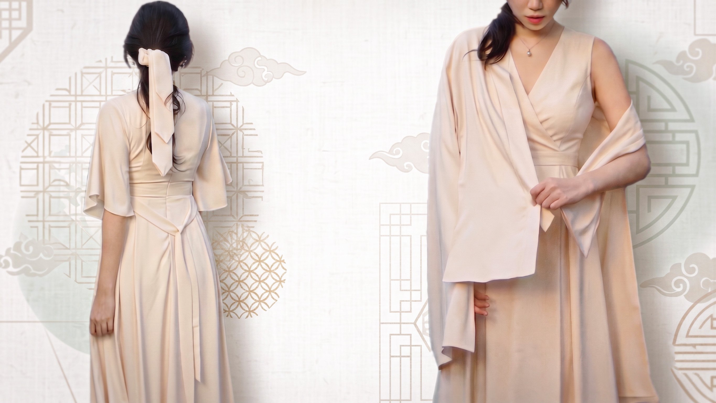 [Exclusive] Dress Inspired by Hanbok Lines Complete with a Stylish Cape