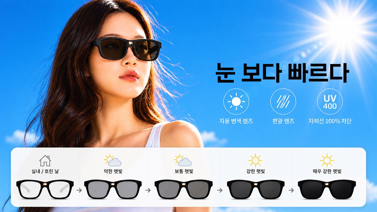 빛을 읽고 눈보다 빠르게 변하는 카멜렌즈 선글라스