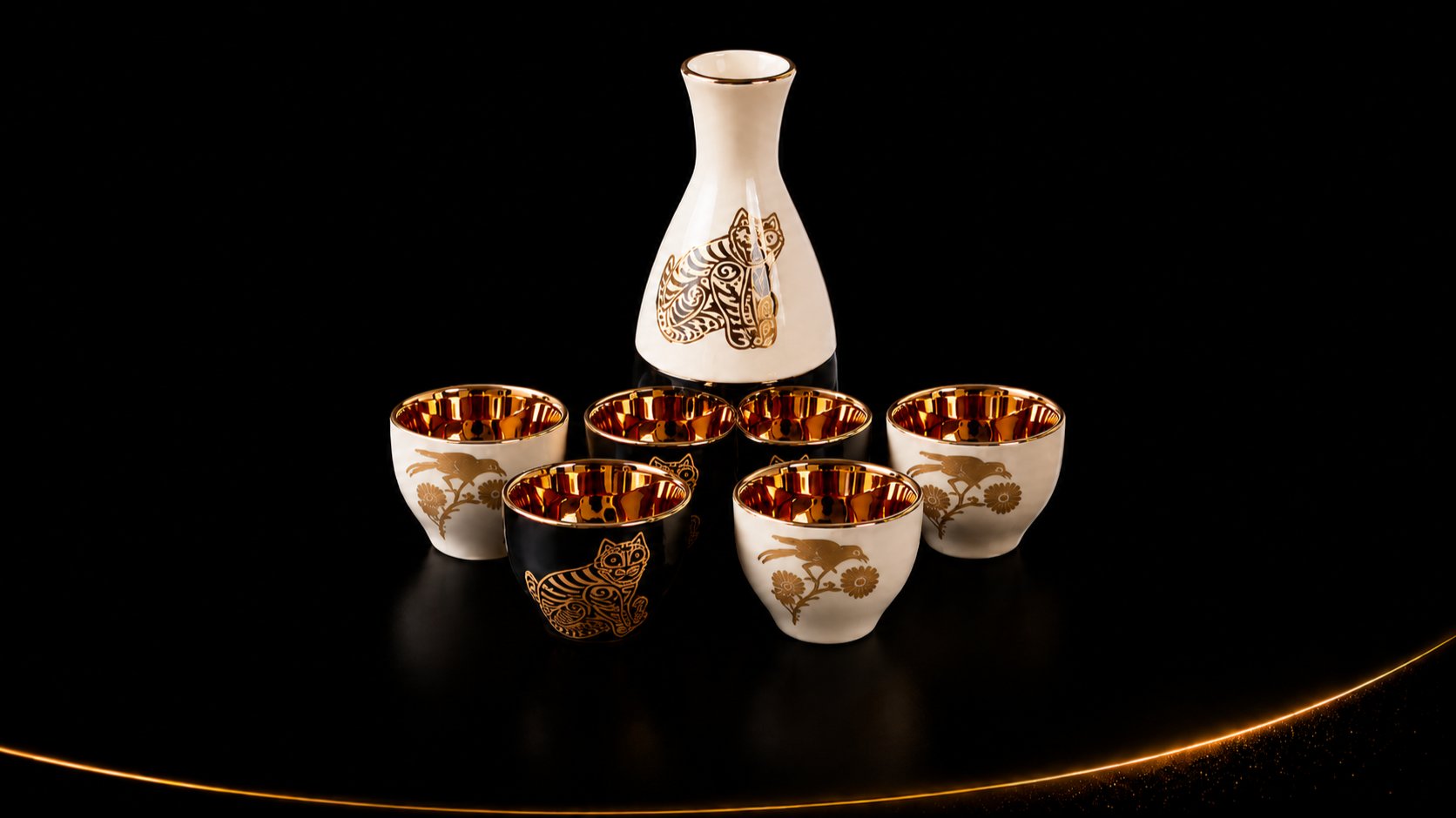24K Pure Gold Traditional Cup & Bottle Set