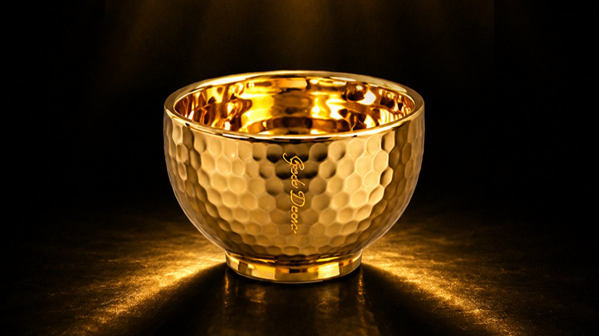 [金色酒杯] 24K纯金高尔夫球形酒杯 #高尔夫礼物 #一杆进洞