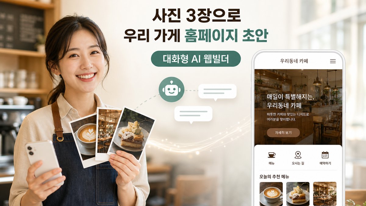 사진 3장으로 10분만에 끝내는 우리 가게 홈페이지, 대화형 AI 웹빌더