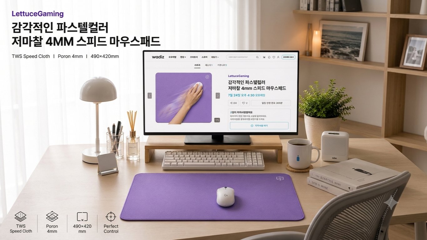 [3만원대]감각적인 파스텔컬러 저마찰 4mm 스피드 마우스패드