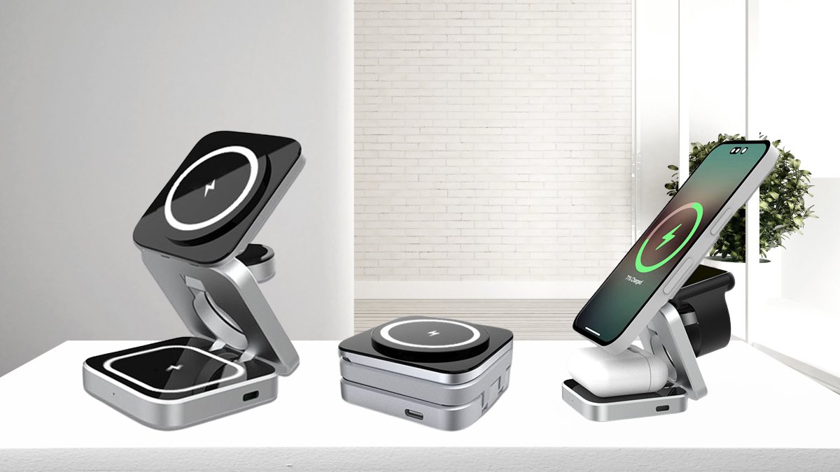Charge 3 Devices at Once! Portable QI2 Fast Charger Compatible with MagSafe Apple & Galaxy