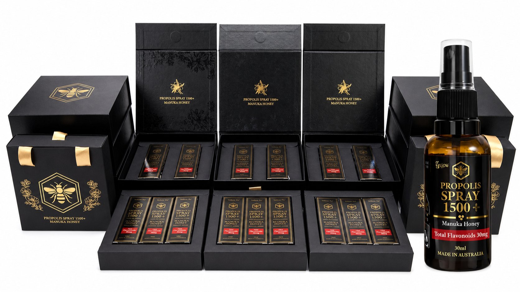 [Gift Set] High-Potency Premium Yellow AU Propolis Spray 1500+