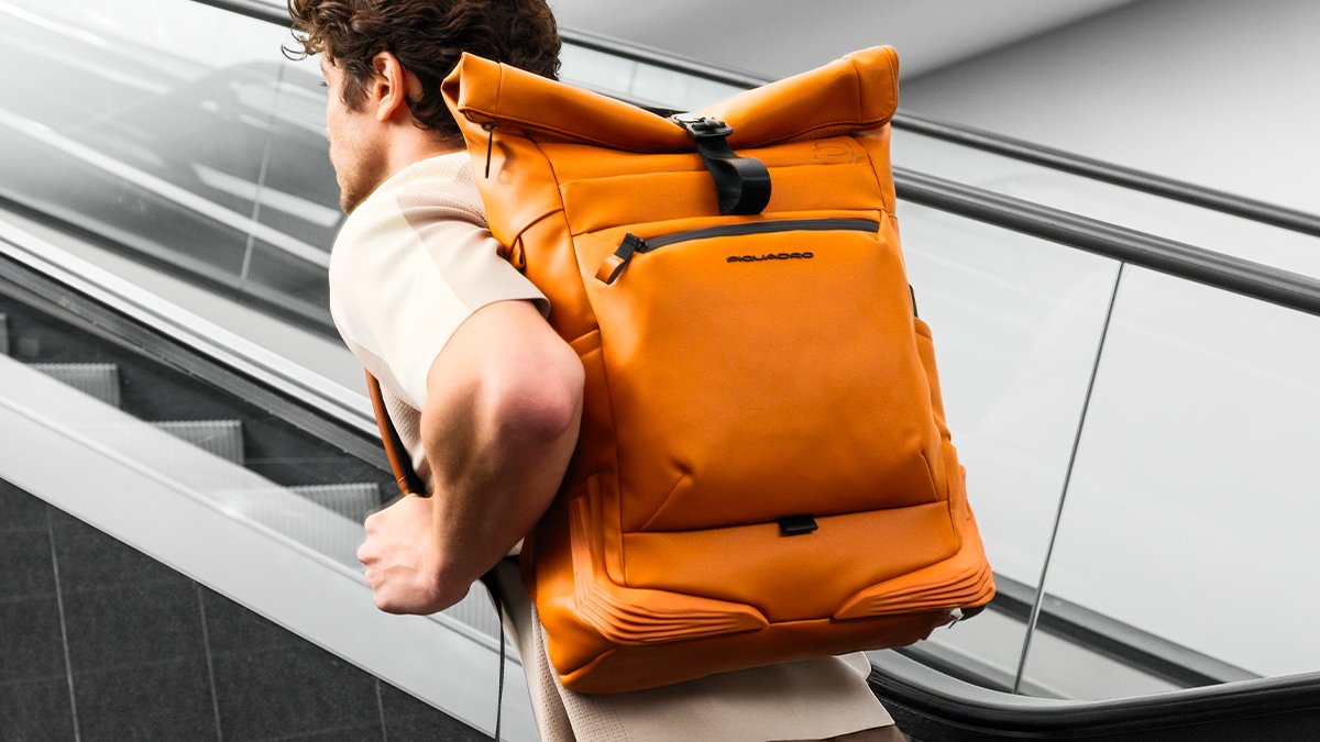 Eco-friendly Piquadro Backpack with Italian Color Elegance