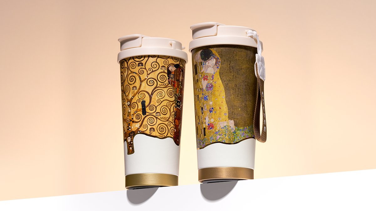 TA1 Pure Titanium Art Tumbler Featuring Klimt's Masterpiece