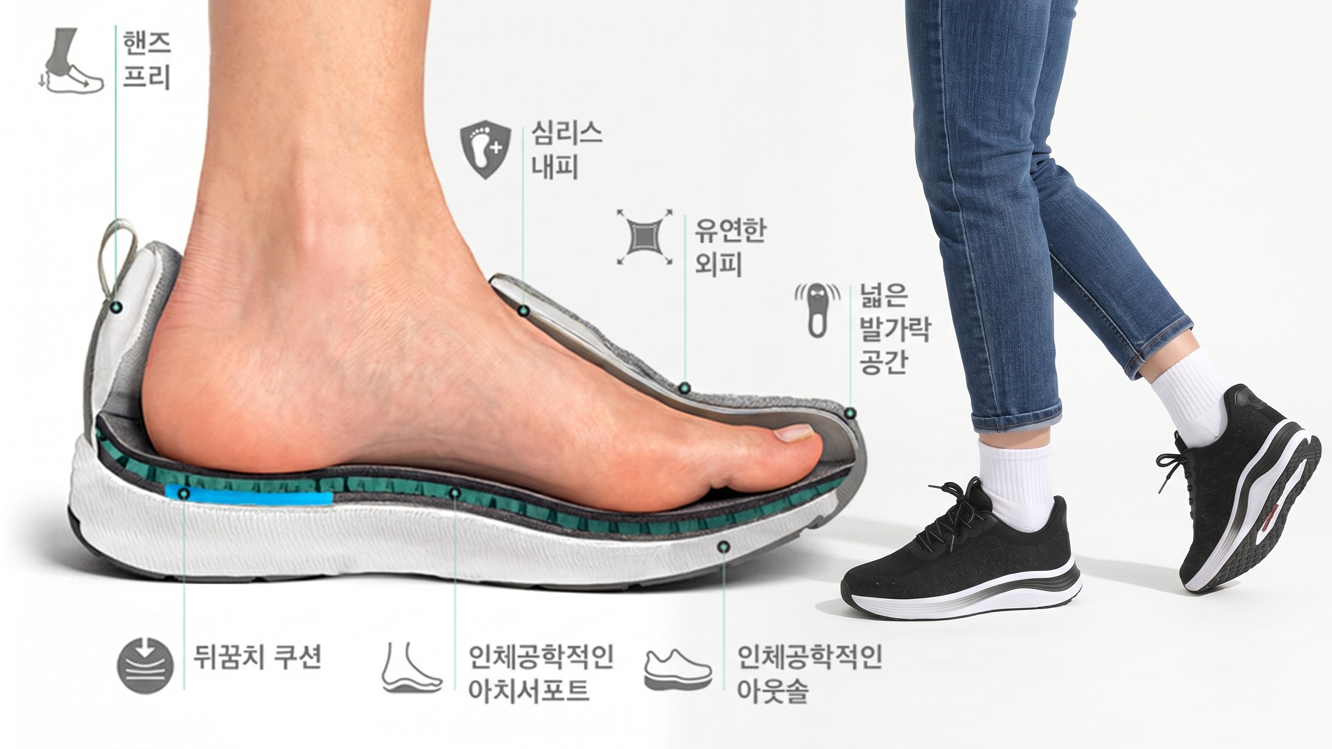 [발 통증 해방] 미국에서 인증한 프리미엄 워킹화의 압도적 편안함
